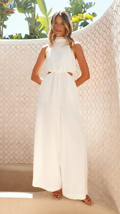 Lara Halter Neck Wide Leg Jumpsuit White
