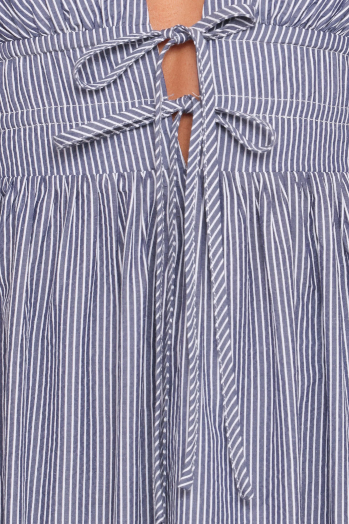 Annora Midi Dress Navy Pinstripe