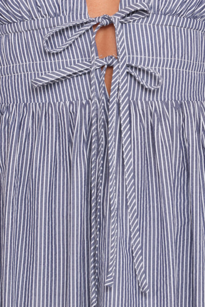 Annora Midi Dress Navy Pinstripe