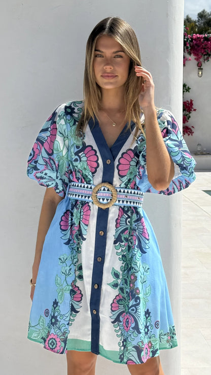 Dali Mini Dress Island Bloom Blue