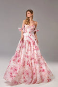 Pink Peony Tender floral maxi tie strap dress