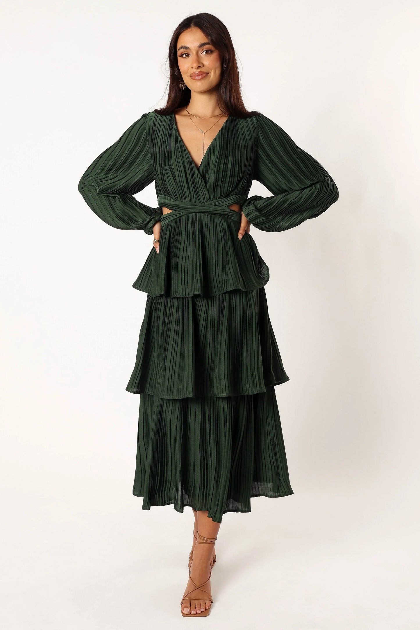 Pippa Long Sleeve Midi Dress Emerald