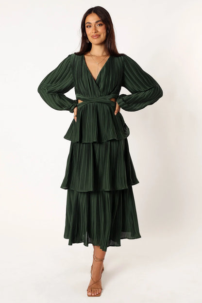 Pippa Long Sleeve Midi Dress Emerald