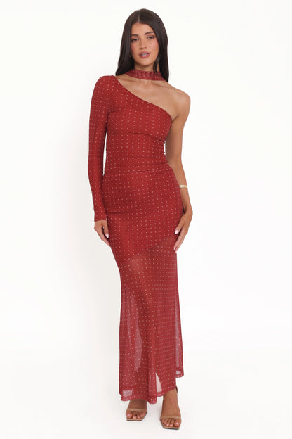 Hollie Mesh Skirt Set Red Polka Dot