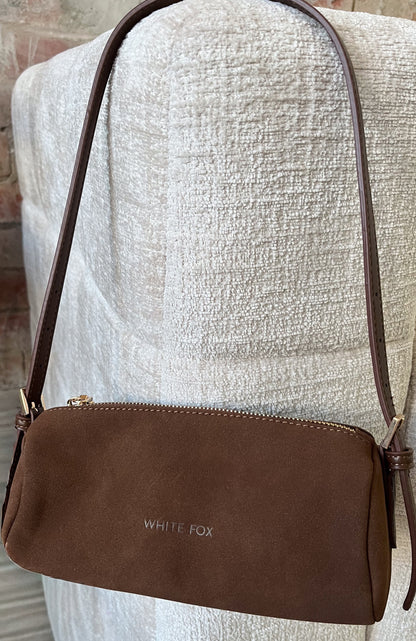 Gannon Shoulder Bag Chocolate Faux Suede