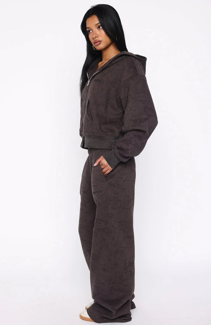 Hiding Away Wide Leg Sweatpants Dark Camo