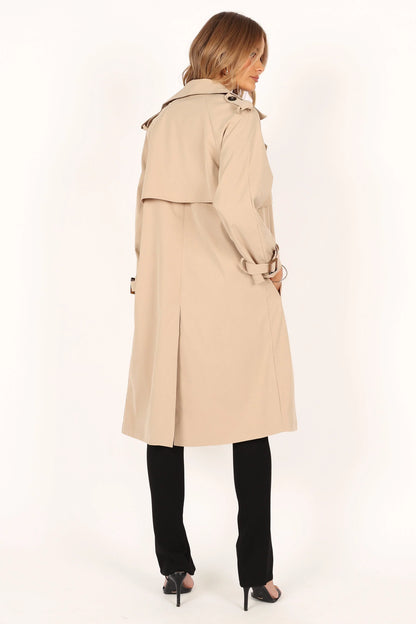 Trina Button Front Trench Coat Beige