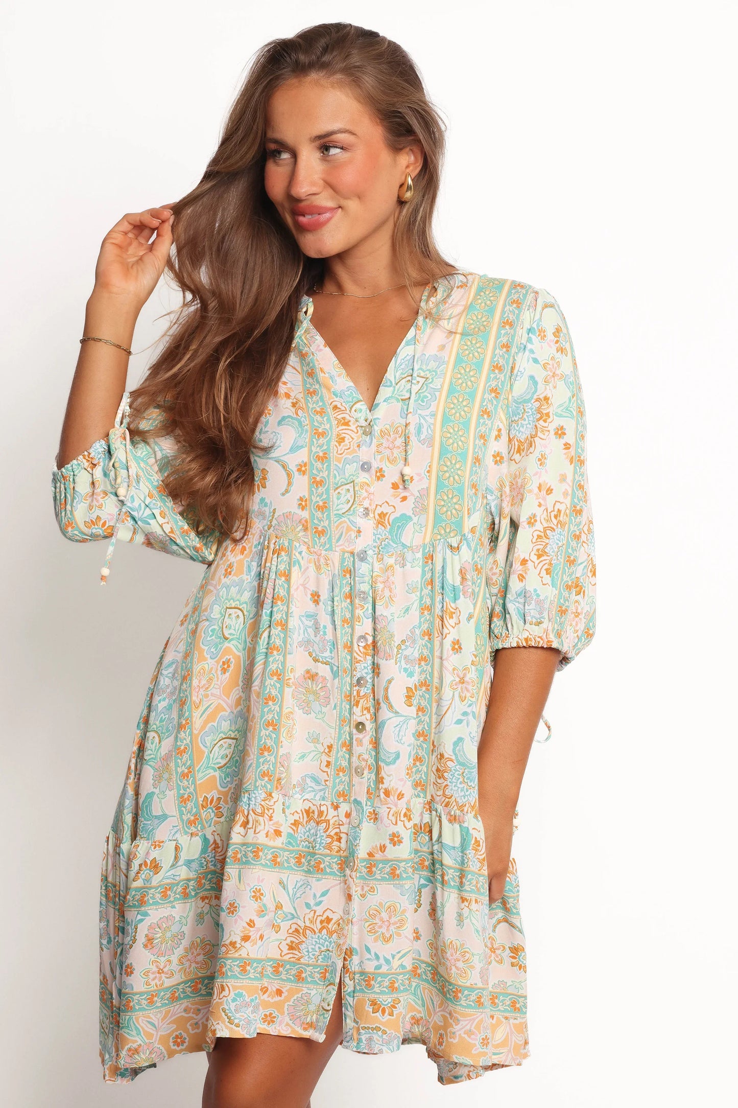 Arden Mini Dress Green Multi