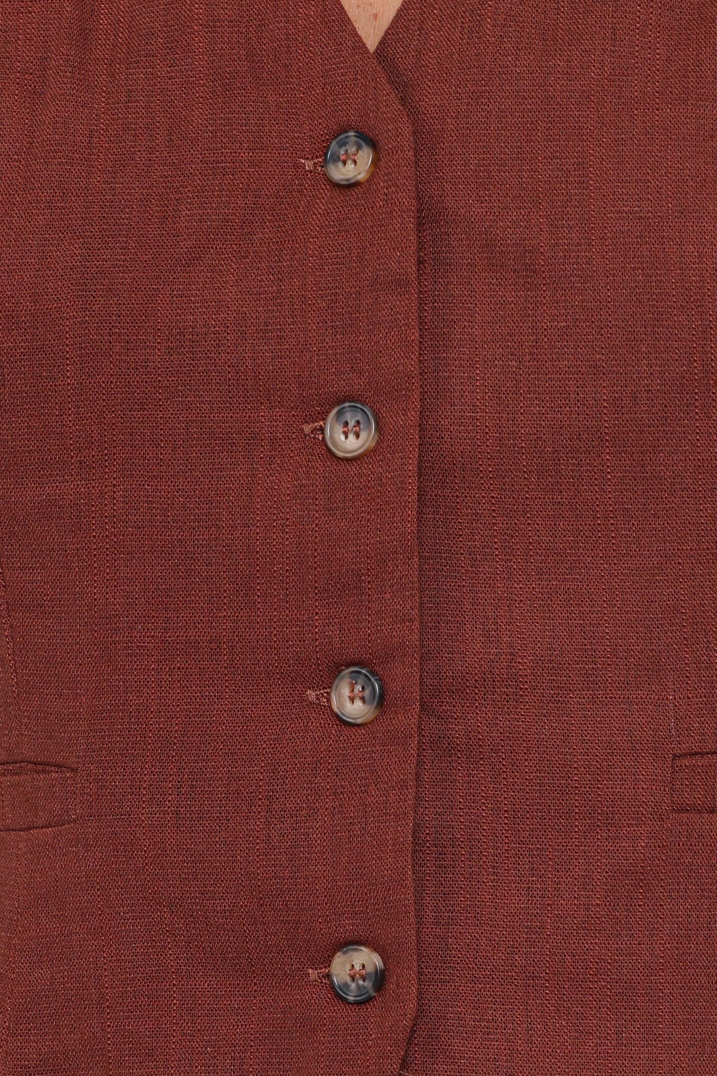 Bell Linen Vest Brown