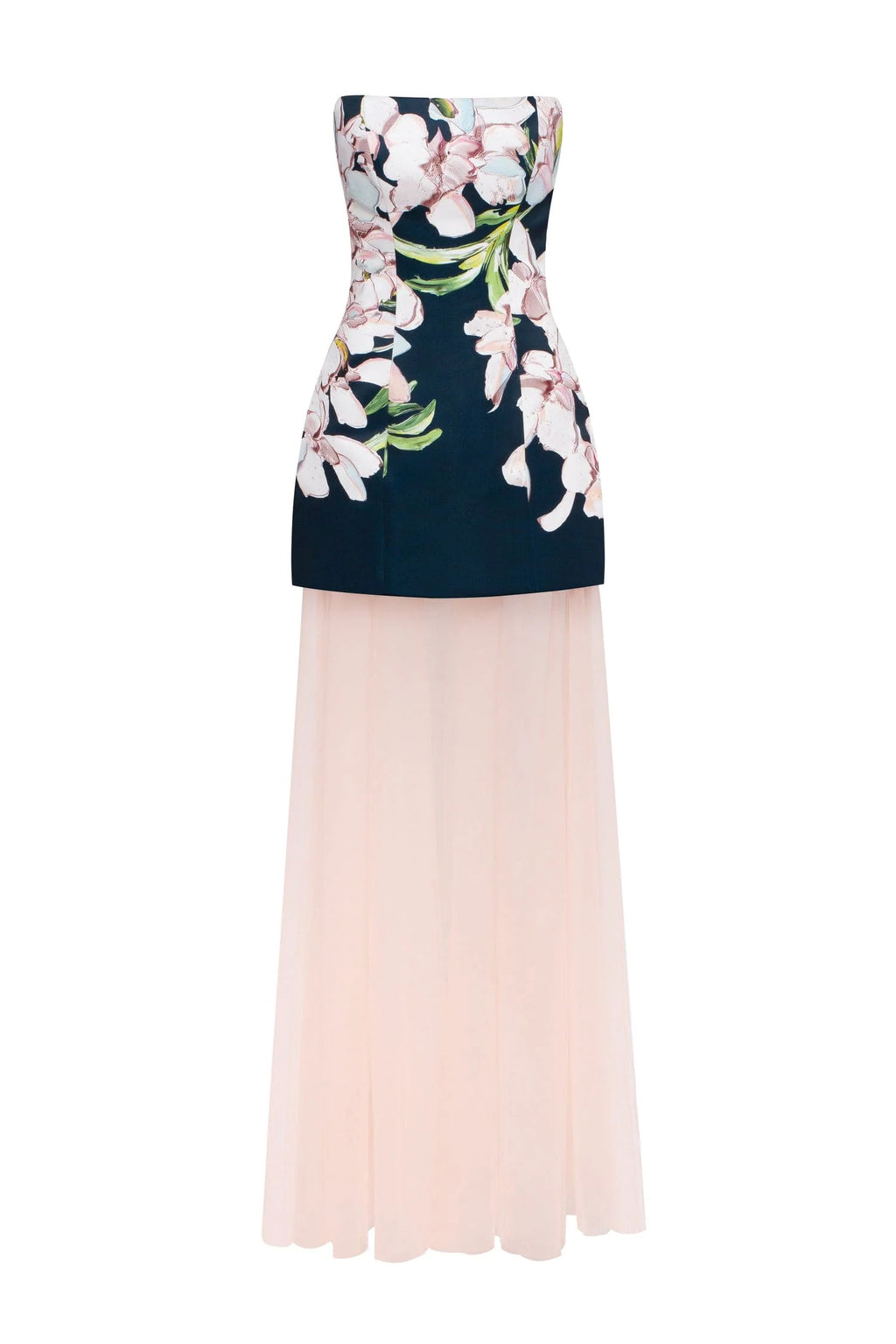 2 in 1 floral mini dress with a detachable light peach underskirt