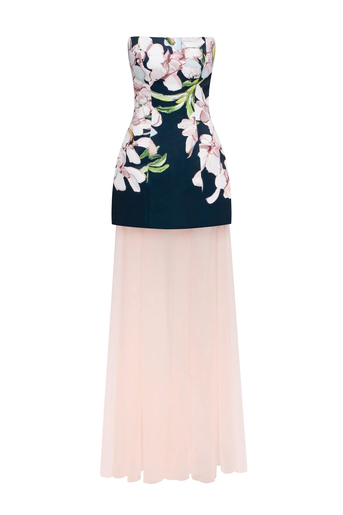 2 in 1 floral mini dress with a detachable light peach underskirt