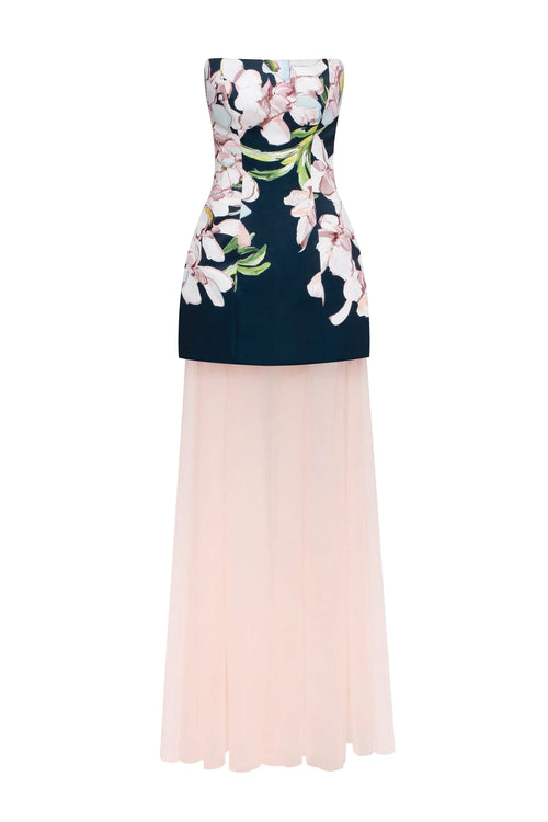 2 in 1 floral mini dress with a detachable light peach underskirt