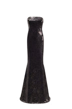 Sequined strapless maxi dress in black