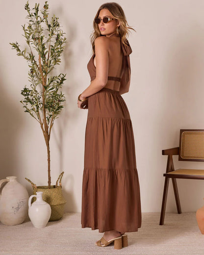 Roma Glow Halter Cut Out Maxi Dress