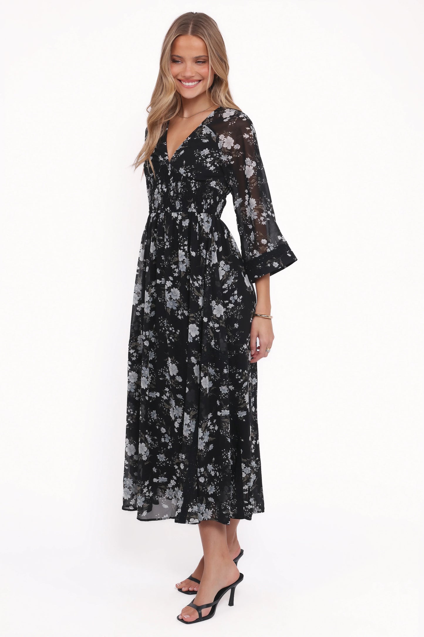 Mavis Long Sleeve Maxi Dress Black Floral