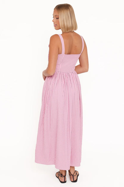 Alden Maxi Dress Pink White Stripe