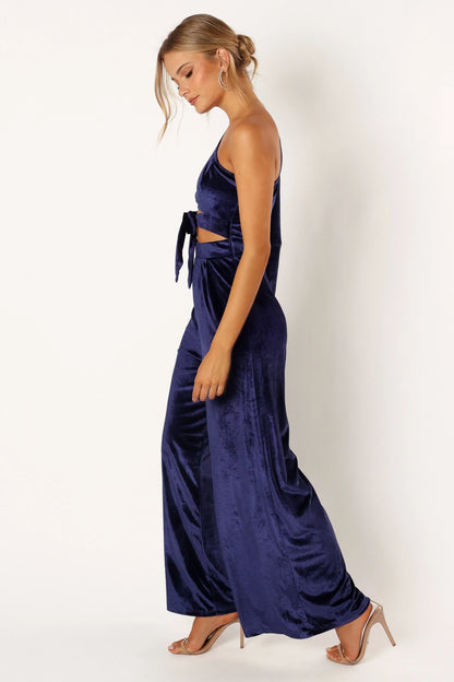 Avery Velvet Jumpsuit Sapphire