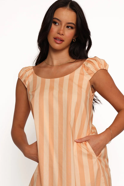 Pammy Mini Dress Terracotta Stripe