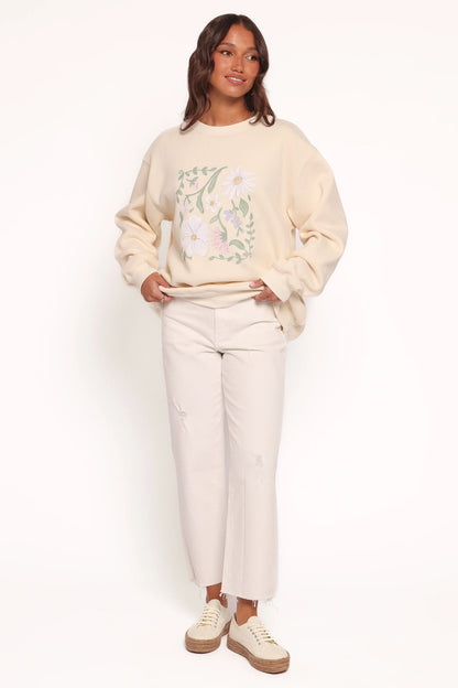 Flower Garden Graphic Sweatshirt Cream