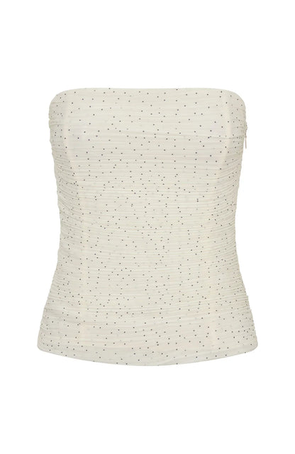 Camp Crush Strapless Bustier Cream Black Polka Dot