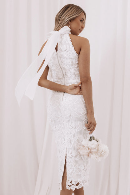 Adalyn Halterneck Midi Dress White