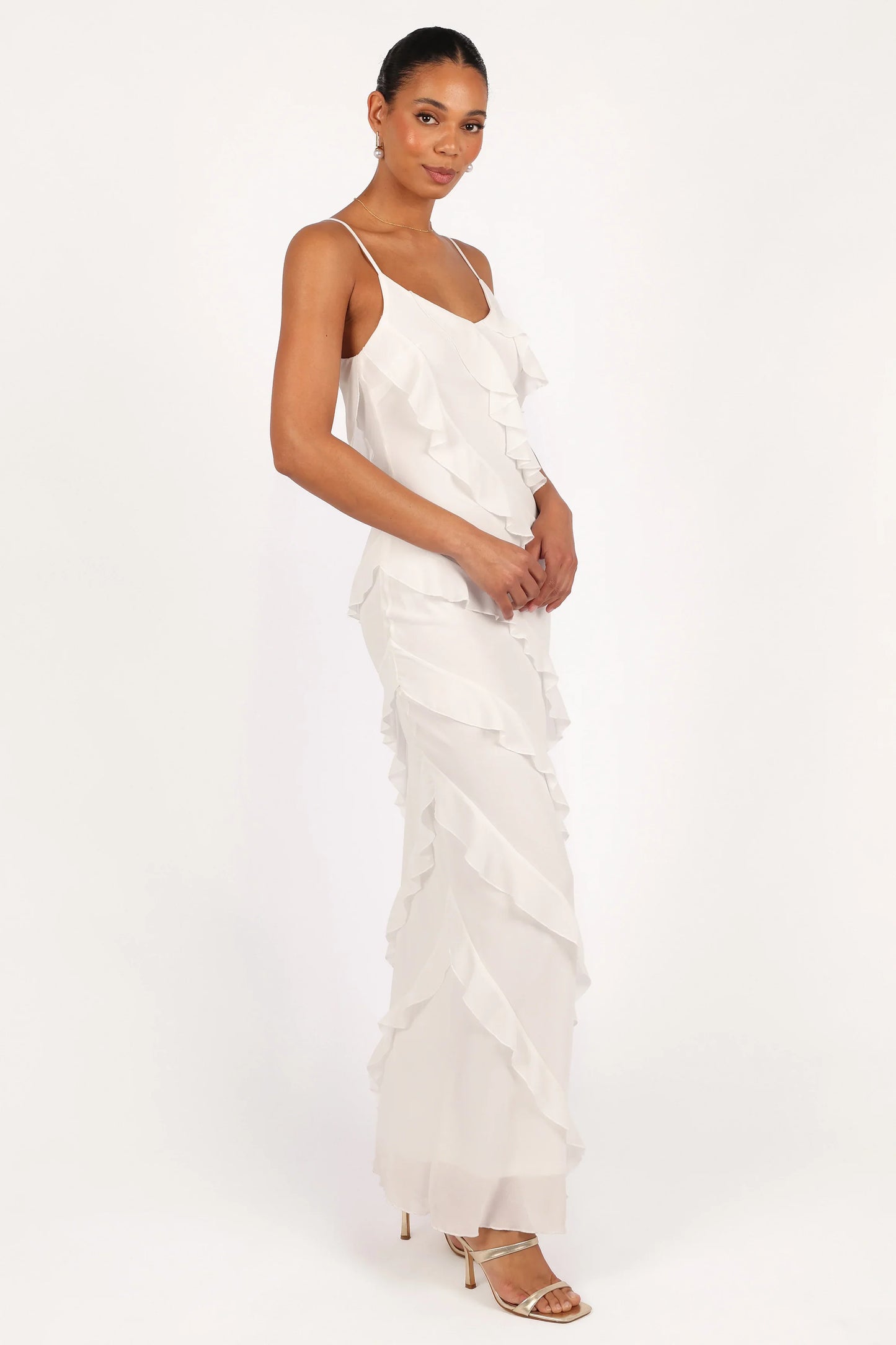 Ciao Ruffles Maxi Dress Cloud White