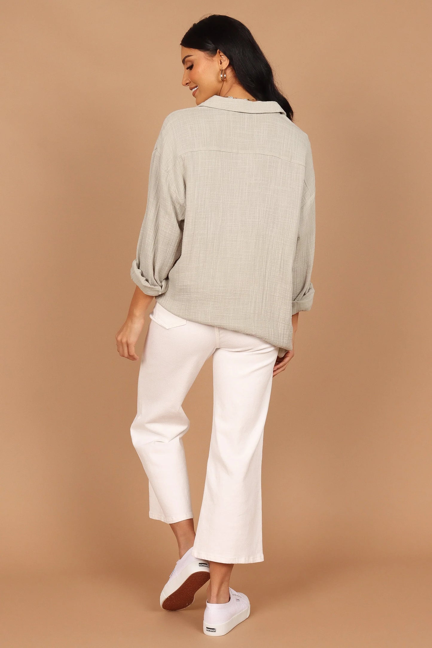 Bobby Button Down Top Sage Green