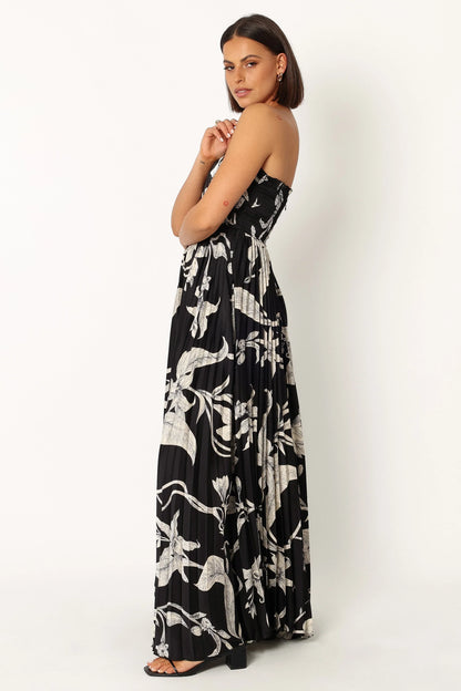 Angelique Strapless Maxi Dress Black Floral