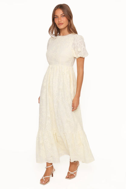 Janice Maxi Dress Butter Yellow Broderie