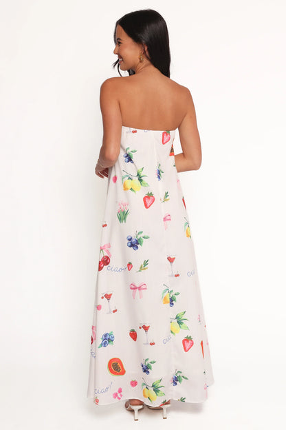 Soph Strapless Maxi Dress Ciao Bow Print