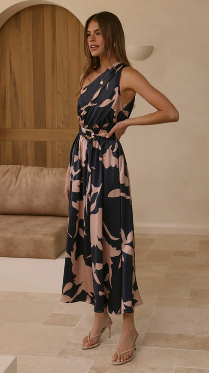 Hadas Maxi Dress Navy Pink Print