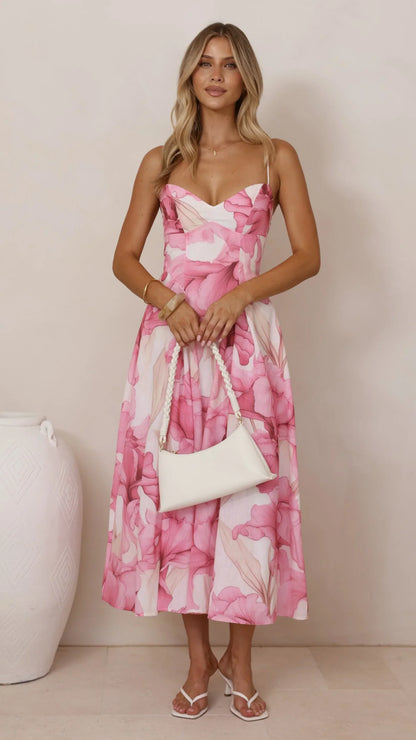 Dallas Midi Dress Pink Floral