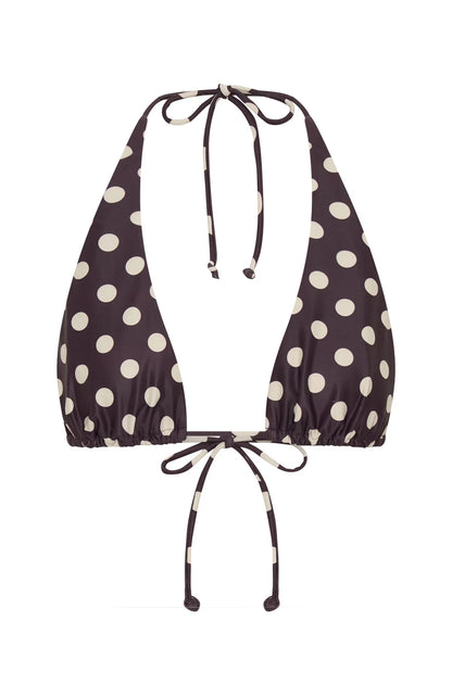 Danica Bikini Top Choc Cream Polka Dot
