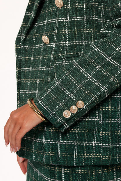 Jules Twill Plaid Blazer Green