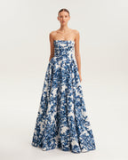 Ravishing blue hydrangea corset maxi dress Garden of Eden