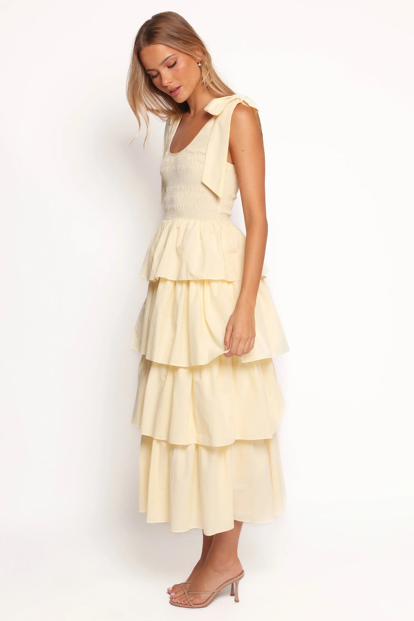 Raphael Tiered Maxi Dress Yellow