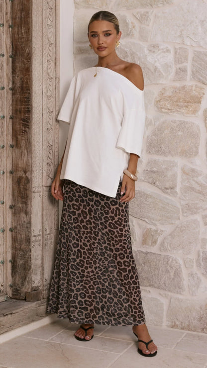 Onella Semi Sheer Maxi Skirt Leopard Print