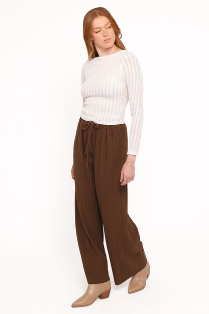 Davis Pleated Knit Pant Brown