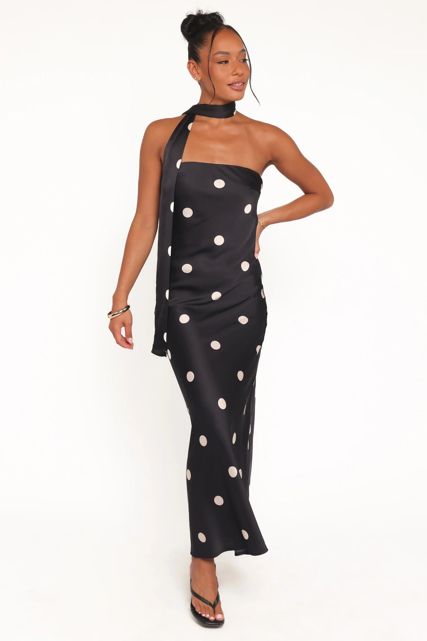 Jutta Strapless Maxi Dress Black Polka Dot