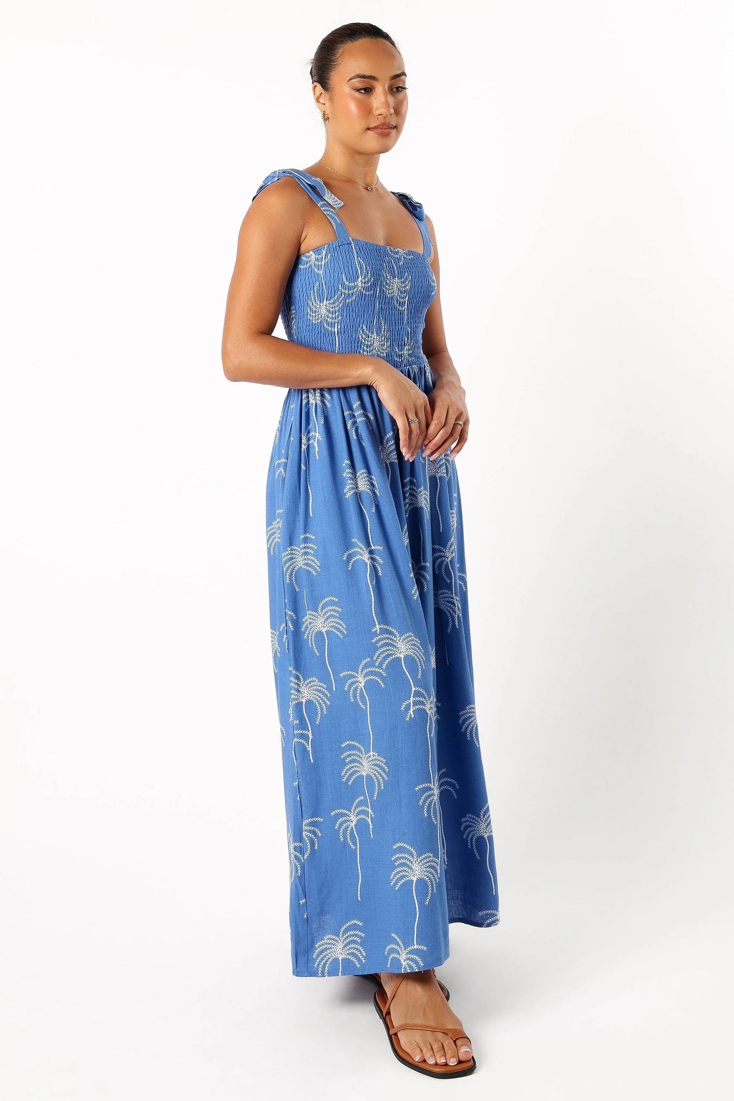 Ginelle Jumpsuit Blue Palm Print