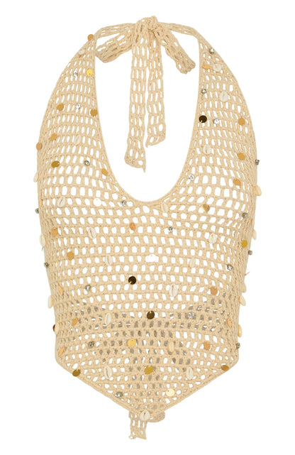 Dance With You Crochet Top Sand