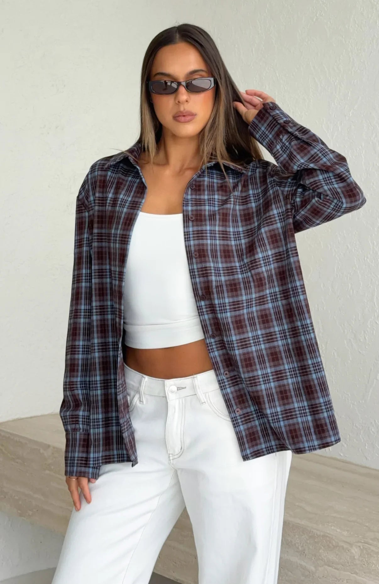 Might Be Time Button Up Shirt Blue Chocolate