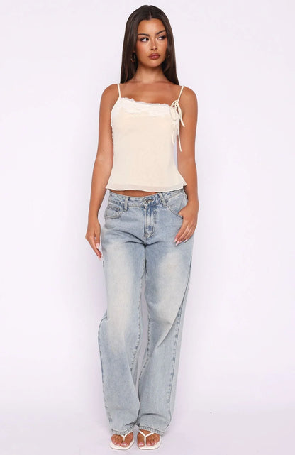 Blissfully Bold Lace Cami Top Cream