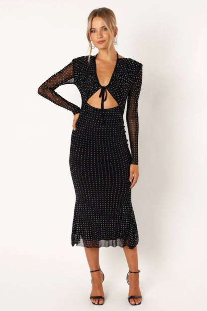 Salvatore Long Sleeve Midi Dress Black