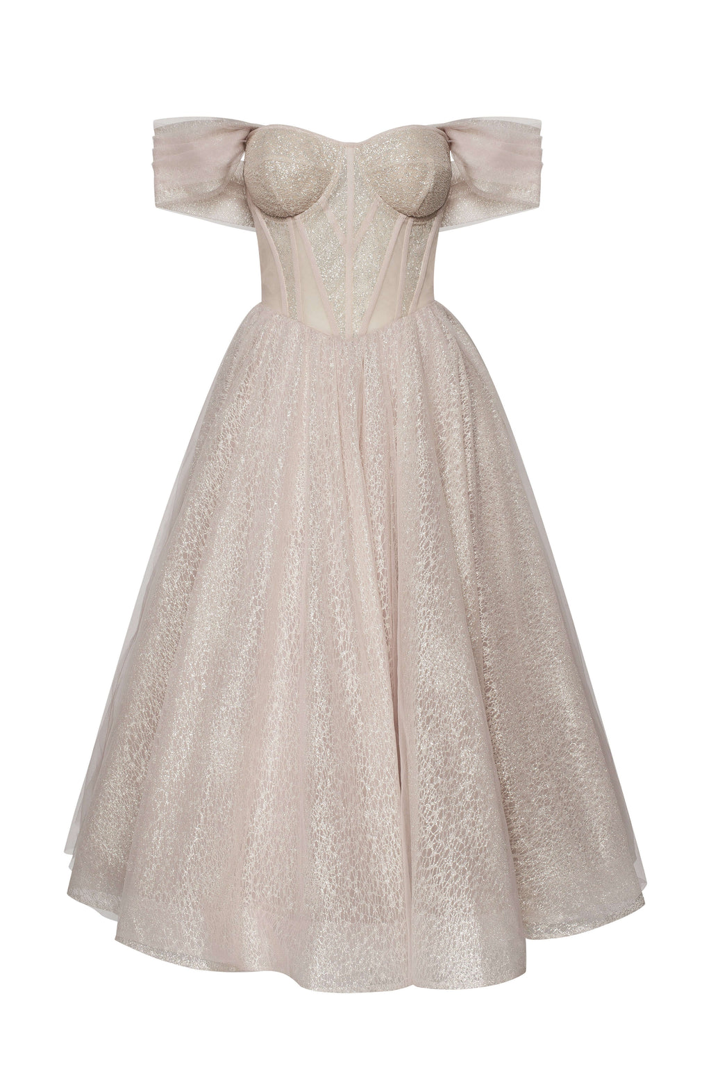 Silver Sparkly cocktail midi tulle dress