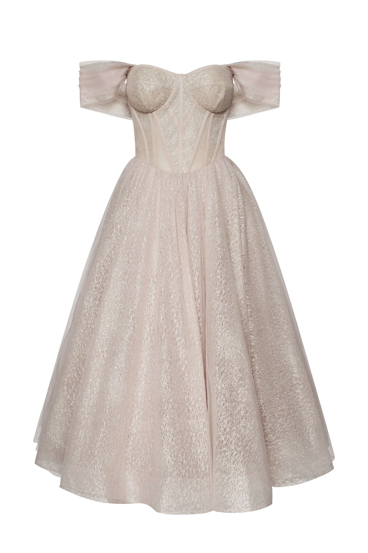 Silver Sparkly cocktail midi tulle dress