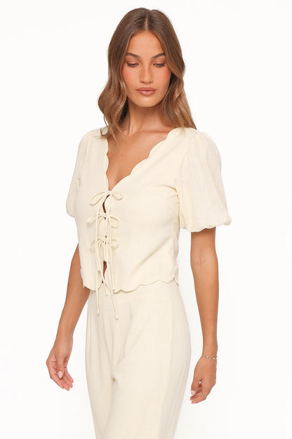 Jensen Scallop Hem Top Butter Yellow