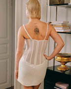Ivory Corset Mini Dress with Sequins