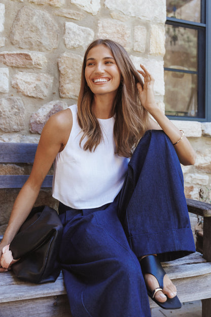 Elinor Cuffed Denim Pant Dark Wash