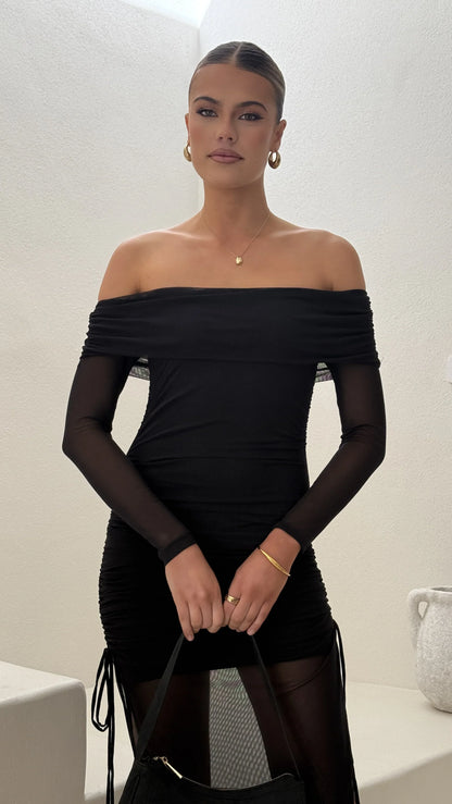 Isadora Off Shoulder Maxi Dress Black